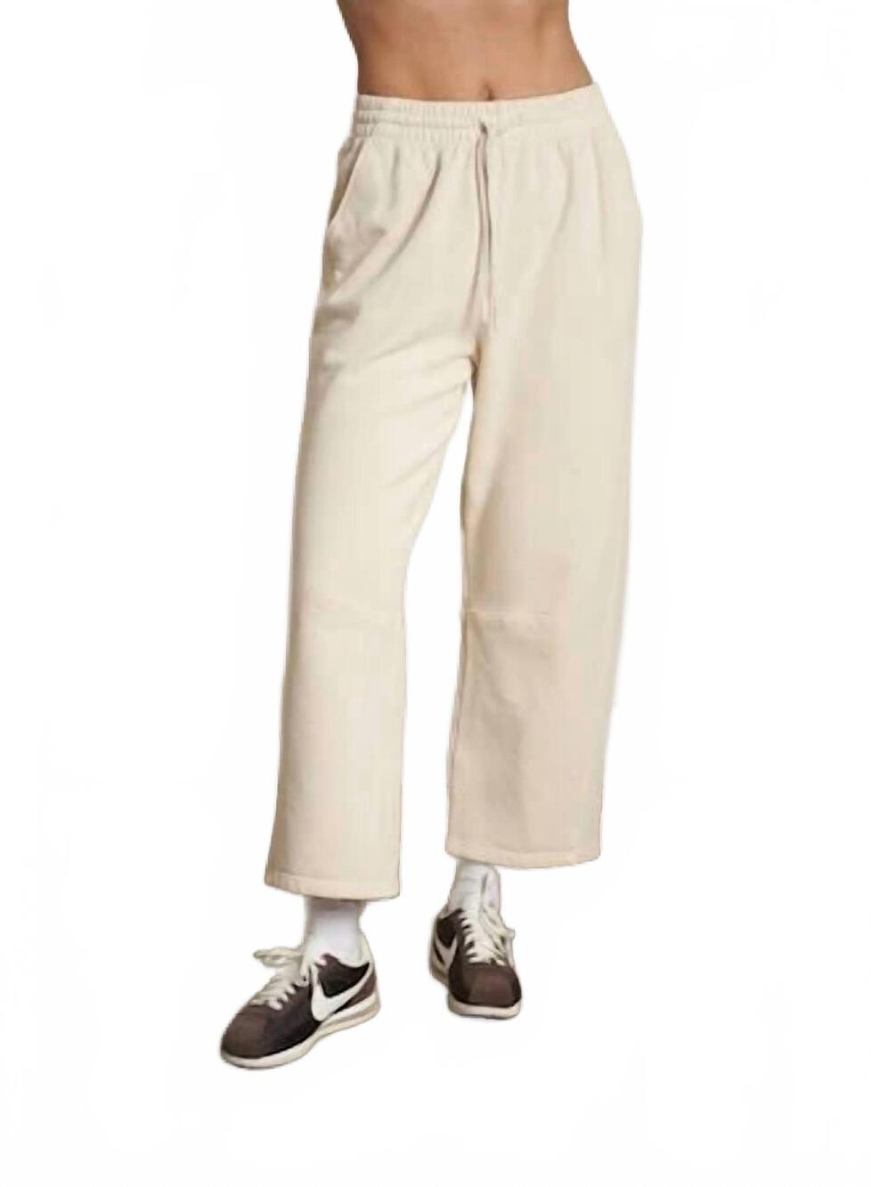 NEW PERFECTWHITETEE women's fallon fleece barrel pants in sugar